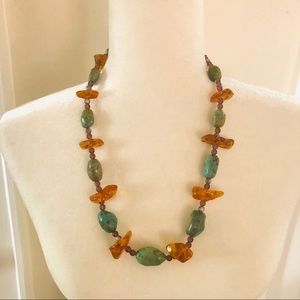 Vintage turquoise and amber necklace